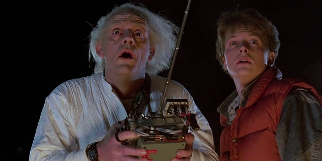 Doc And Marty Looking Off Screen In Back To The Future